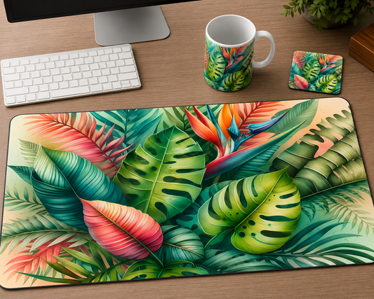 Office Desk Set - Desk Mat, Coffee Mug and Coaster
